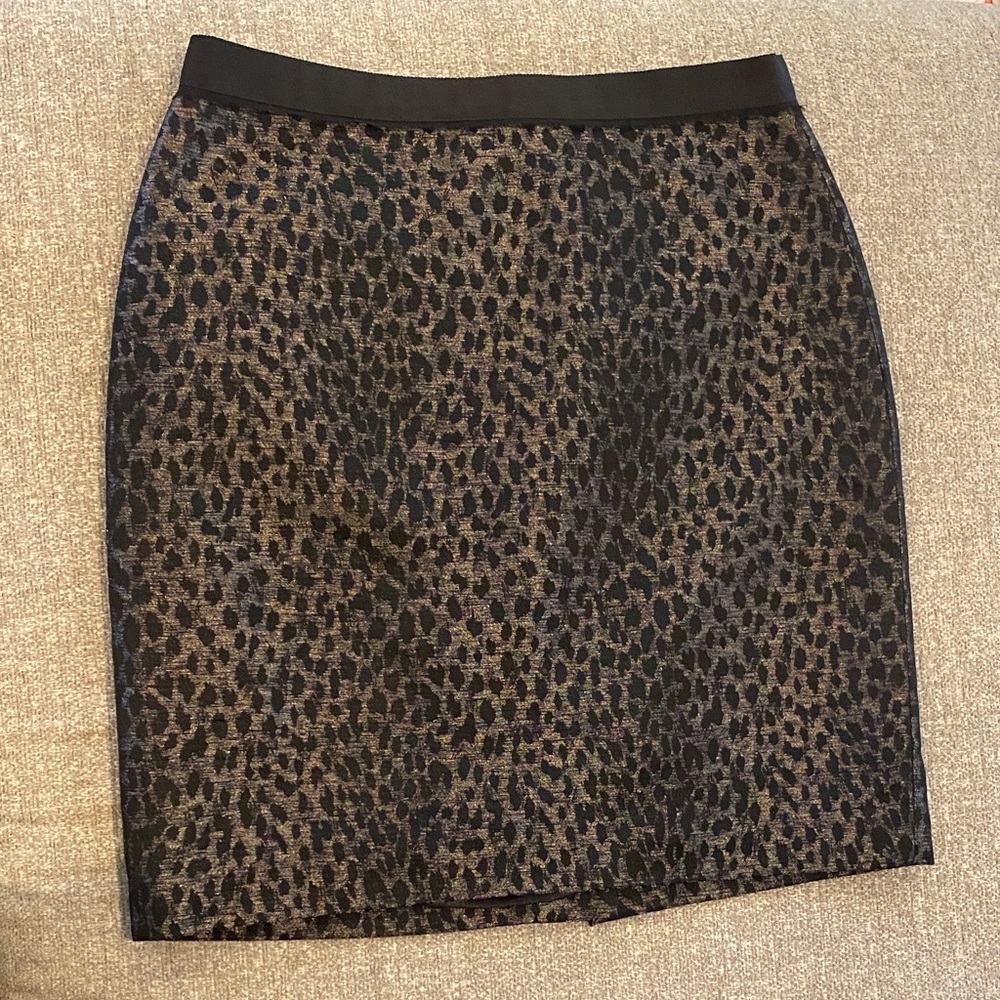 Ann Taylor Black Leopard Pencil Skirt